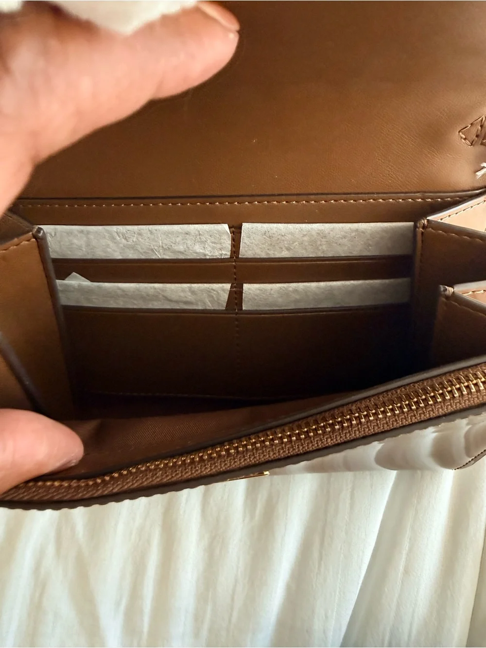 Tory Burch Emerson Smooth Chain Wallet in Rich Walnut